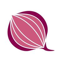 An onion logo with a purple background vector