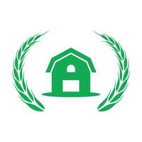 A green house with wheat leaves and a laurel wreath vector