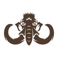 The head of a mammoth is shown in a brown and white color vector