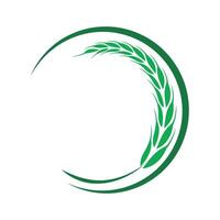 A green wheat leaf in a circle logo vector