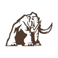 Mammoth icon icon of mammoth animal in brown and white style on isolated background viewed from side vector