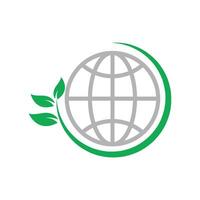 Green leaf globe logo illustration vector