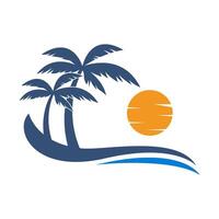 Tropical beach palm tree logo vector