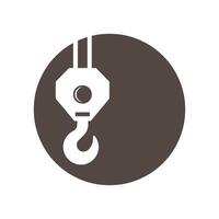 A black and white icon of a hook and a wrench vector