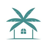 A house with palm trees on the roof and a window vector