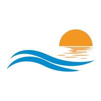 The sun and waves are shown in this logo vector
