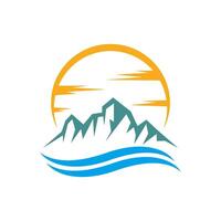 Mountains and water logo design vector
