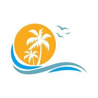 Tropical beach palm tree logo design vector