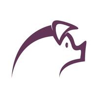A pig head logo with purple lines vector