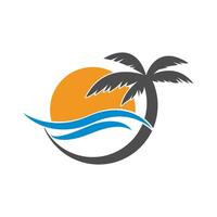 A palm tree and the sun in the background vector