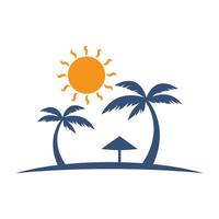 Tropical island with palm trees and sun vector