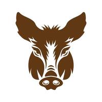Wild boar head silhouette on white background vector