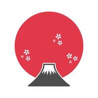 The icon of fuji with cherry blossoms vector