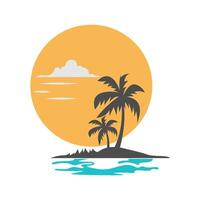 Tropical island palm trees vector