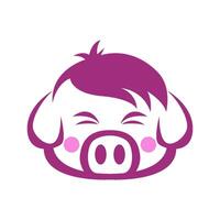 A pig head with pink hair and a pink nose vector