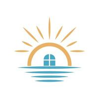 Sunrise house logo design illustration vector