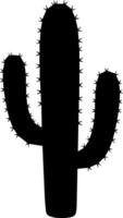 Simple black silhouette of a saguaro cactus with spines on a white background vector