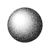 Round shaped dotted object, stipple elements. Fading gradient. Stippling, dotwork drawing, shading using dots. Pixel disintegration, halftone effect. White noise grainy texture. illustration vector