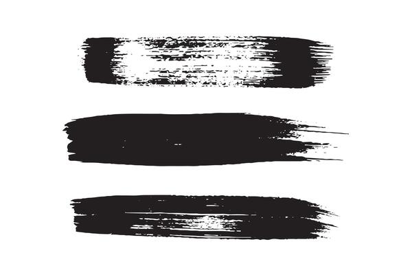 Set of Three Grunge Black Paint Brush Strokes