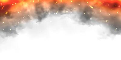 Black realistic smoke, dust clouds isolated on white background. Dirty polluted smog or fog. Air pollution, mist effect. Smoke from fire or explosion. illustration vector