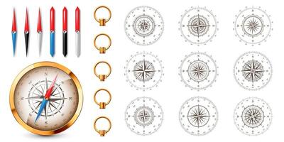 Compass designs and drawing tools collection vector