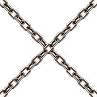Realistic brown metal chain with old rusty links isolated on white background. Heavy steel chain for industrial use. illustration vector