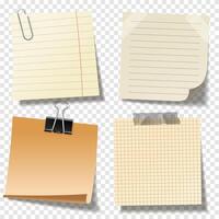 Four blank notes with clips vector