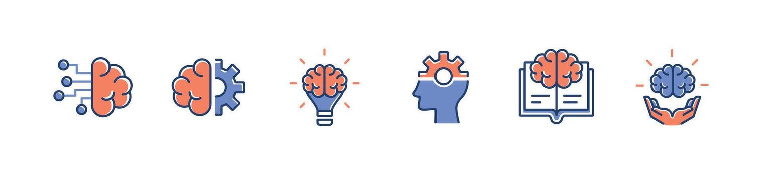 set of human brain icon set creative thinking brainstorm genius mind illustration intelligence cognition clever brain idea symbol design for web and app vector