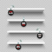 Promotional tags on empty shelves vector