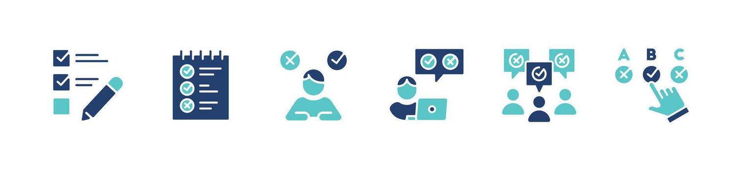 simple select multiple choice survey checklist icon set school exam questionnaire task evaluation signs illustration vector