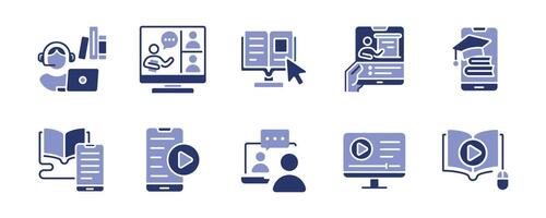 online course icon set seminar workshop conference learning book study media signs illustration business education platform e-learning symbol design vector