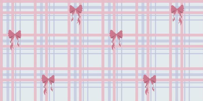 Cute Soft Pink Oblique Checkered Line Pattern and Coquette in a Seamless Pattern vector