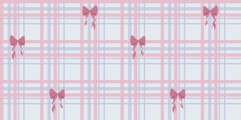 Cute Soft Pink Oblique Checkered Line Pattern and Coquette in a Seamless Pattern