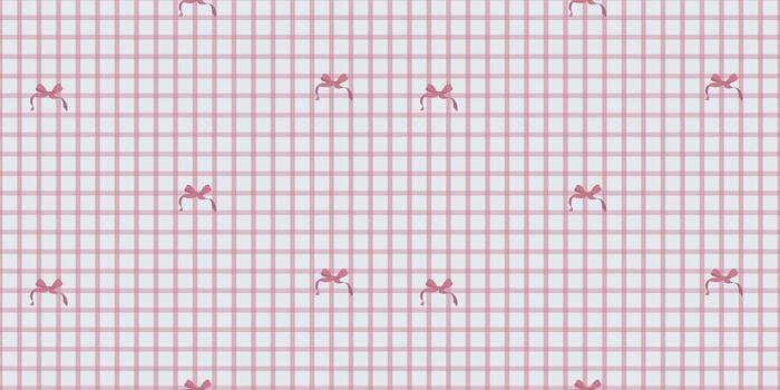 Cute Soft Pink Grid Line Pattern and Coquette Bow in a Seamless Pattern vector