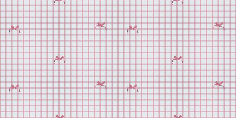 Cute Soft Pink Grid Line Pattern and Coquette Bow in a Seamless Pattern