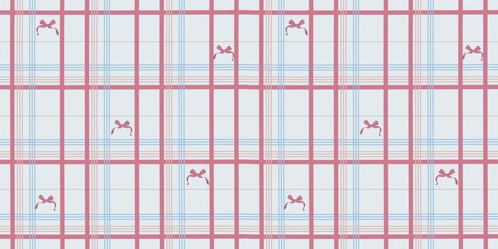 Cute Pink Grid Line Pattern and Coquette in a Seamless Pattern vector