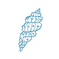 Isolated whimsical hand drawn seashell in blue color on the white background vector