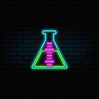 liquid inside flask showing lab experiment concept. neon style. vector