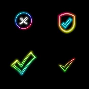 3D check icon, checklist mark, completed mark.neon style. realistic plastic style check mark, symbol of selection, confirmation or approval. Red circle with a white mark. Yes Button for Web Design vector