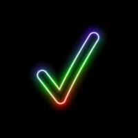 3D blue tick checked icon. neon style.valid seal icon in line style design for website design, app, UI. Editable stroke. Validation concept. EPS 10 illustration. vector
