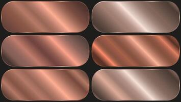 bronze copper shiny and metal steel gradient template for chrome border, bronze frame, ribbon or label design cover, banner, coin, label, flyer, card, poster, ring. vector