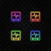 cardiogram device icon. neon style. vector
