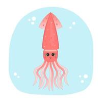 cute squid character. Illustration for printing, backgrounds, covers and packaging. Image can be used for greeting cards, posters, stickers and textile. Isolated on white background. vector