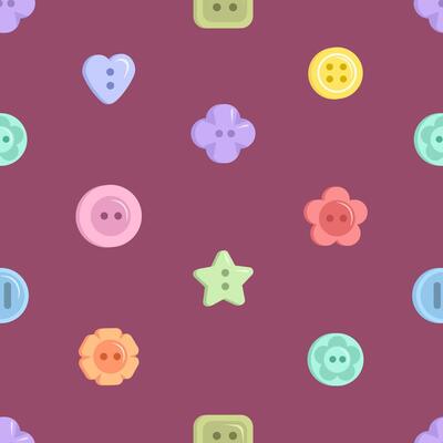 sewing buttons for clothes seamless pattern. Illustration for printing, backgrounds, covers and packaging. Image can be used for greeting card, poster and textile. Isolated on white background.
