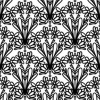 250605 black and white floral scribble seamless background vector