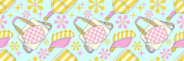 Colorful floral and bag pattern design vector