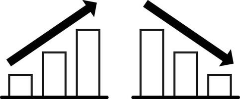 Bar Charts Showing Upward and Downward Trends in Business Statistics vector