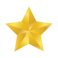 Golden Five-Pointed Star Icon with Radiant Appearance on White Background vector