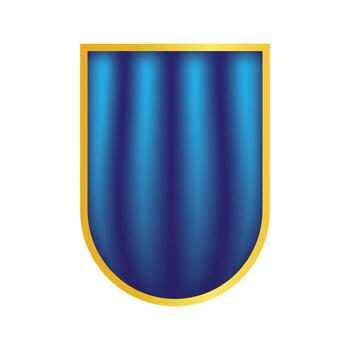 Stylized illustration of a shield with a gold frame and blue vertical gradient stripes, evoking themes of protection. background shield. vector