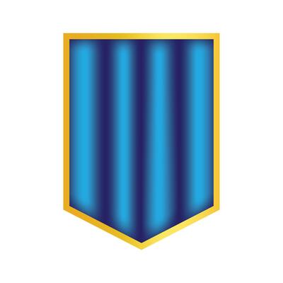 Golden Framed Blue Patterned Shield with Vertical Gradient Stripes.